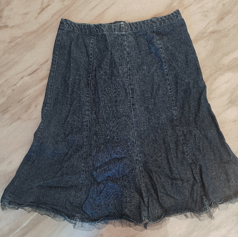 Christopher & Banks Dark Blue A-Line Skirt